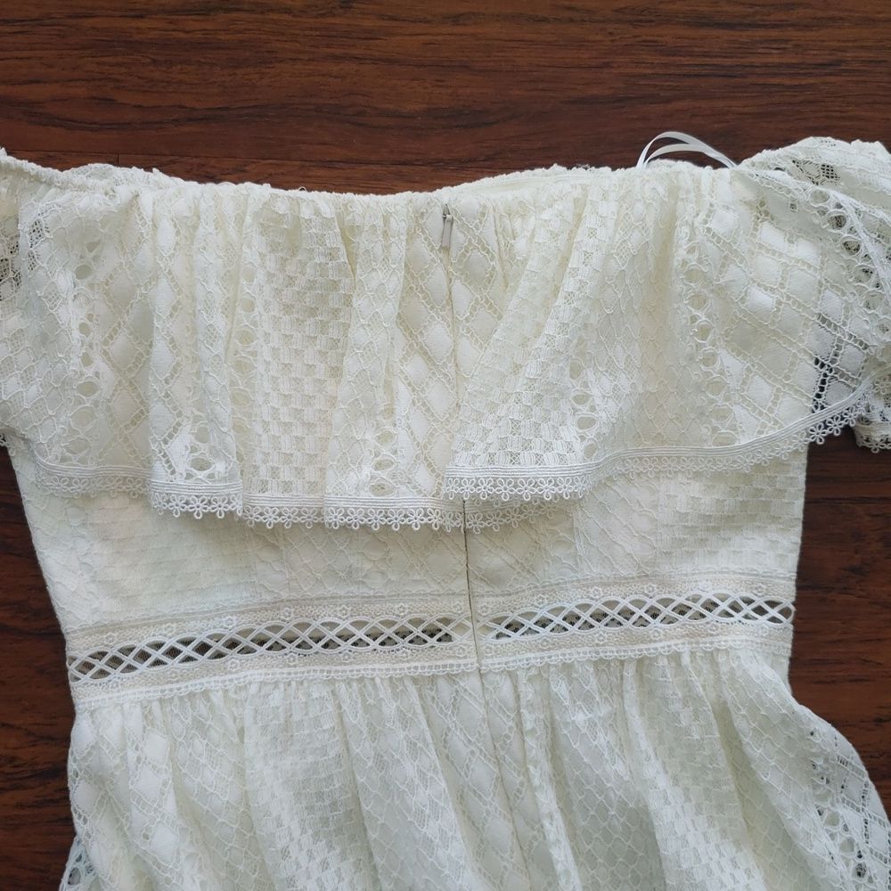 Jay Godfrey Cream Eyelet Feminine Lace Fairy Bride Cottagecore Maxi Dress Size 2 - Picture 7 of 10